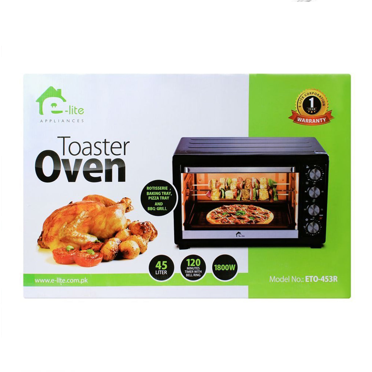 E-Lite ETO-453R 45L 1800W Oven Toaster with Rotisserie
