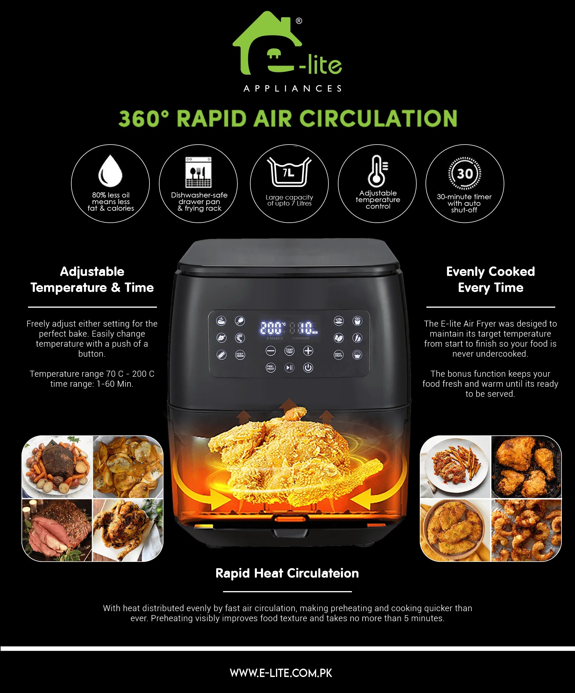 E-Lite EAF-001 7L Digital Air Fryer