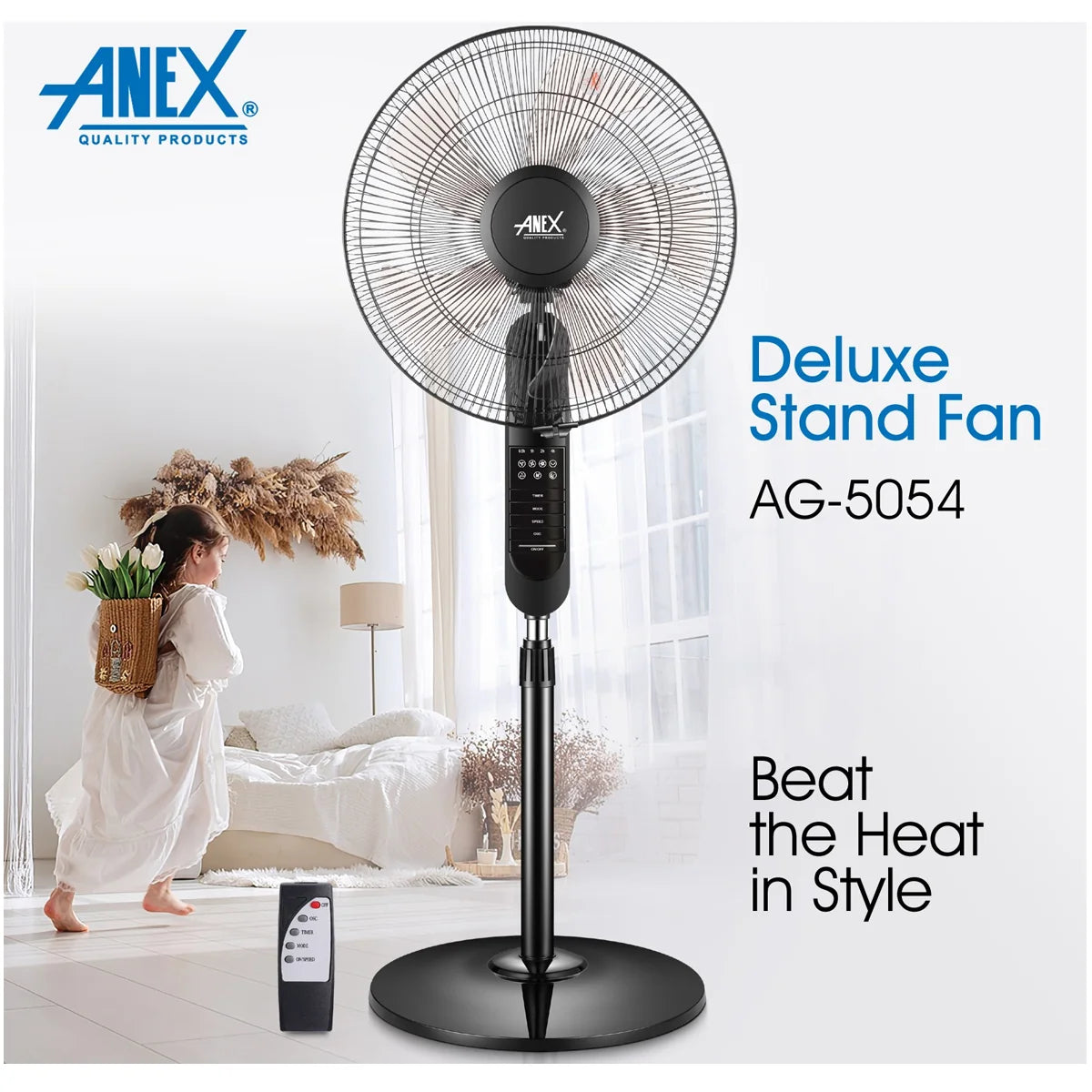 Anex AG-5054 16-inch Deluxe Stand Fan with Remote