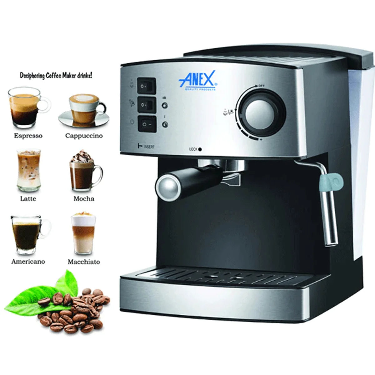 Anex AG-825 Deluxe Espresso & Cappuccino Maker
