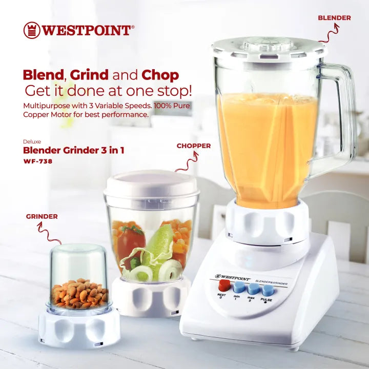 Westpoint WF-738 Blender and Grinder 3-in-1