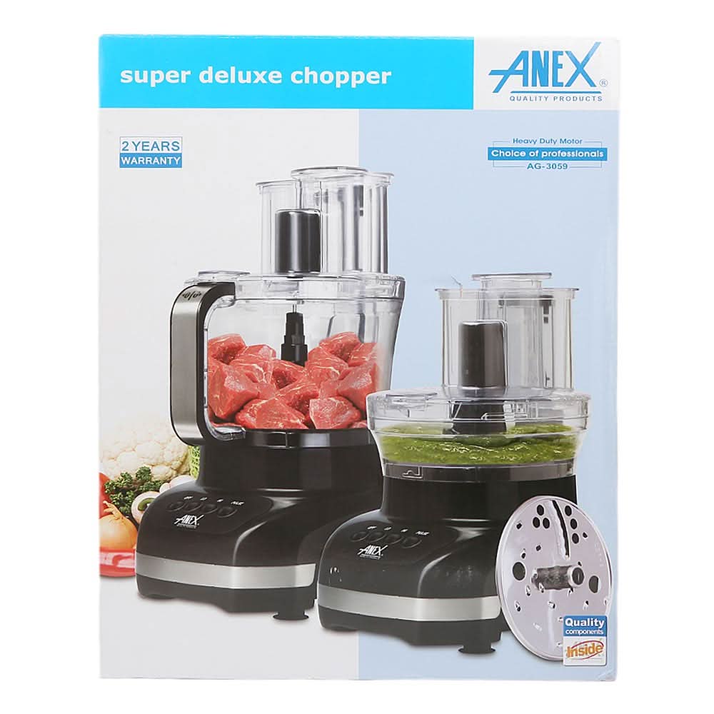 Anex AG-3059 Deluxe Chopper with Extra Bowl - Black