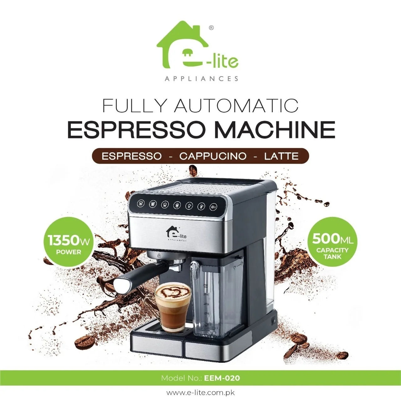 E-Lite EEM-020 Automatic 15-Bar Espresso Machine