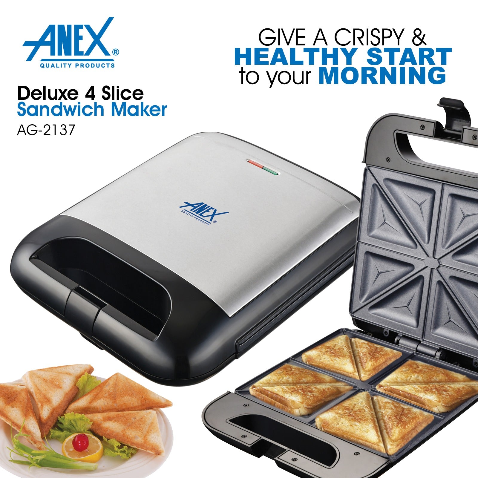 Anex AG-2137 Deluxe 4-Slice Sandwich Maker