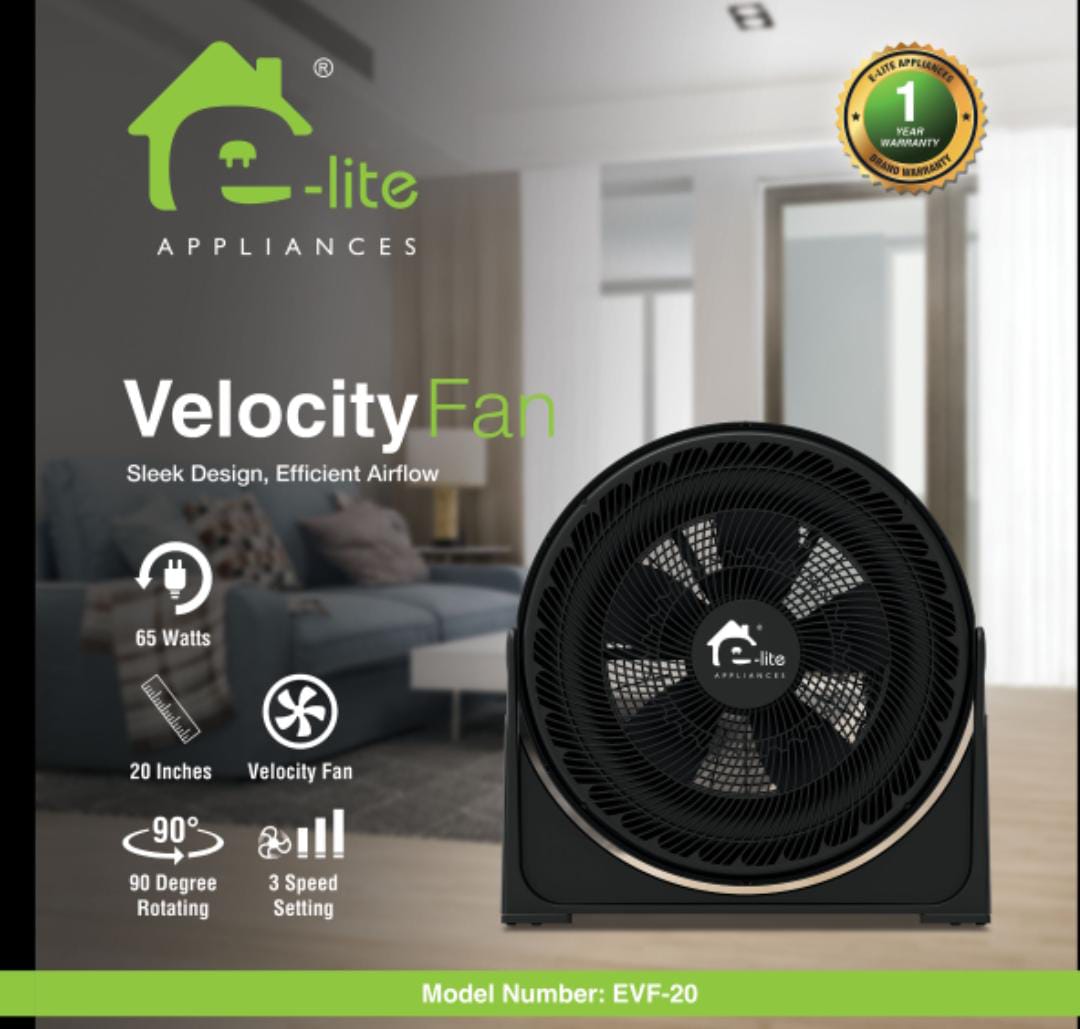 E-Lite EVF-20 20-inch Velocity Floor Fan