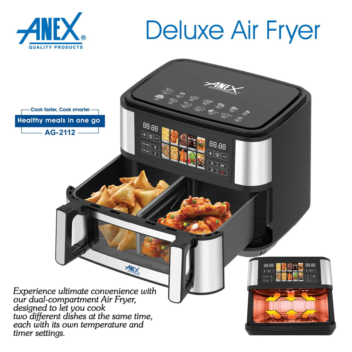 Anex AG-2112 10.5L Digital Dual-Cooking Air Fryer