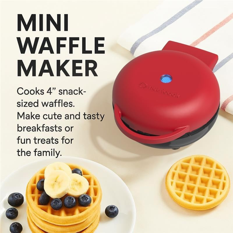 Nutricook NC-WM100R Mini Waffle Maker - Red