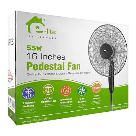 E-Lite EPF-16-A 16-inch Remote Pedestal Fan