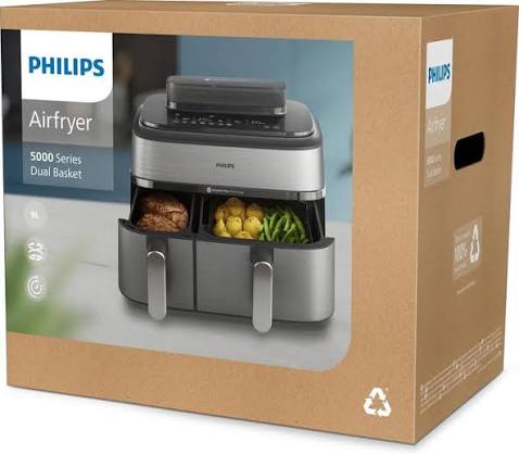 Philips NA555/09 5000 Series 9L Dual Basket Steam Airfryer