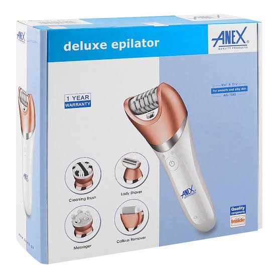 Anex AG-7045 Deluxe 4-in-1 Rechargeable Epilator